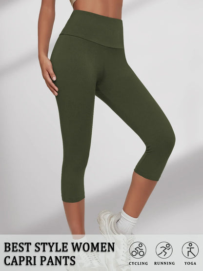 Women's High Waisted Capri Pants Super Soft No See Through Workout Yoga Running Athletic push up gym fitness Leggings