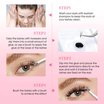 ZWELLBE Lash Clusters Glue 8ml Black Eyelash Glue for DIY Lash Extensions Long-Lasting Waterproof&No Irritation Makeup Tool