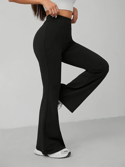 1 piece of women's long pants, high-end flared pants, tight fitting high waisted slim fit elastic dance casual pants for women
