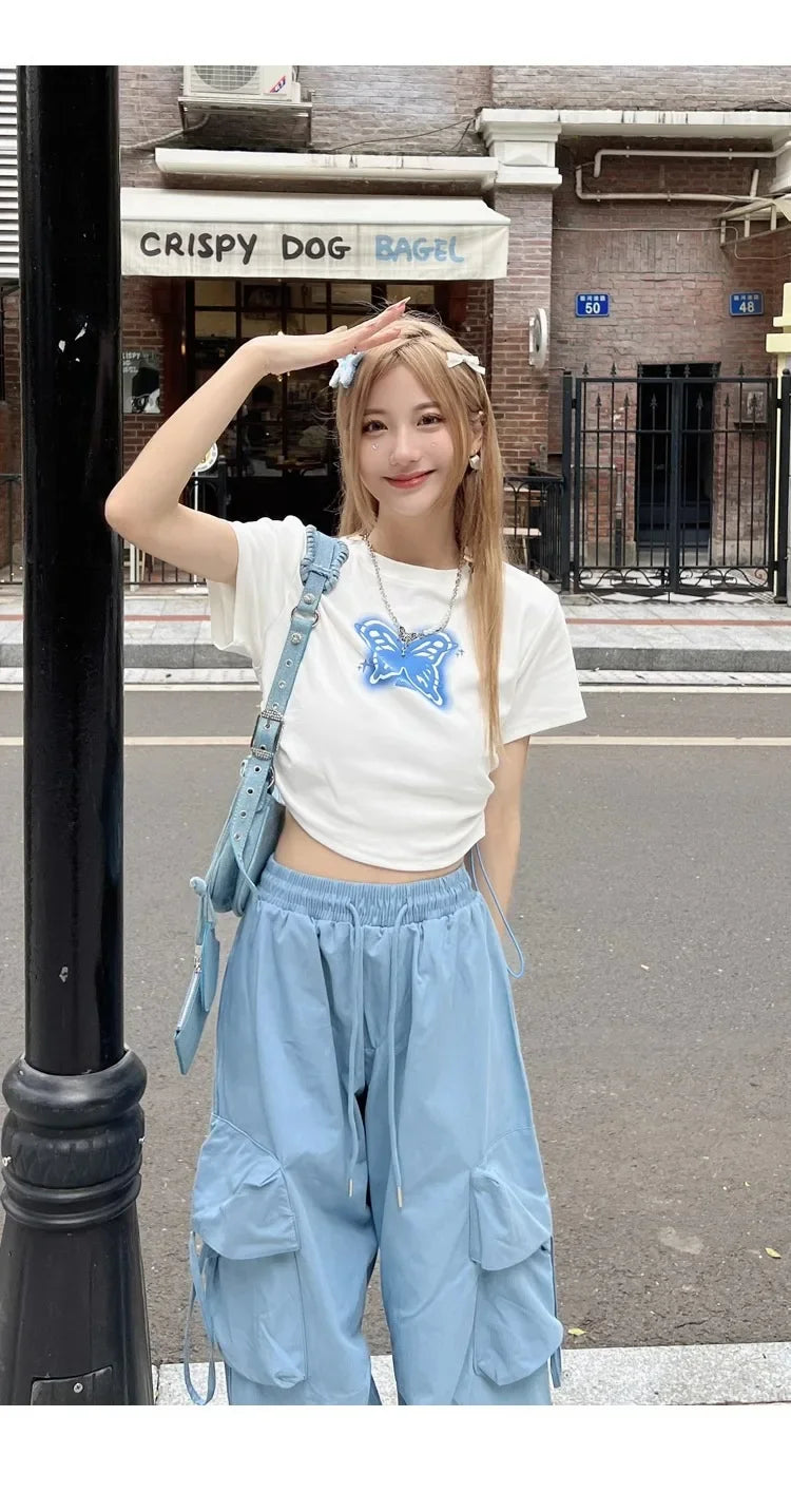 American Vintage High-Waisted Straight-Leg Wide-Leg Pants Casual Loose-Fit Design Sensibility For Women Summer 2024