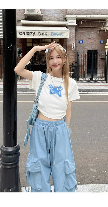 American Vintage High-Waisted Straight-Leg Wide-Leg Pants Casual Loose-Fit Design Sensibility For Women Summer 2024