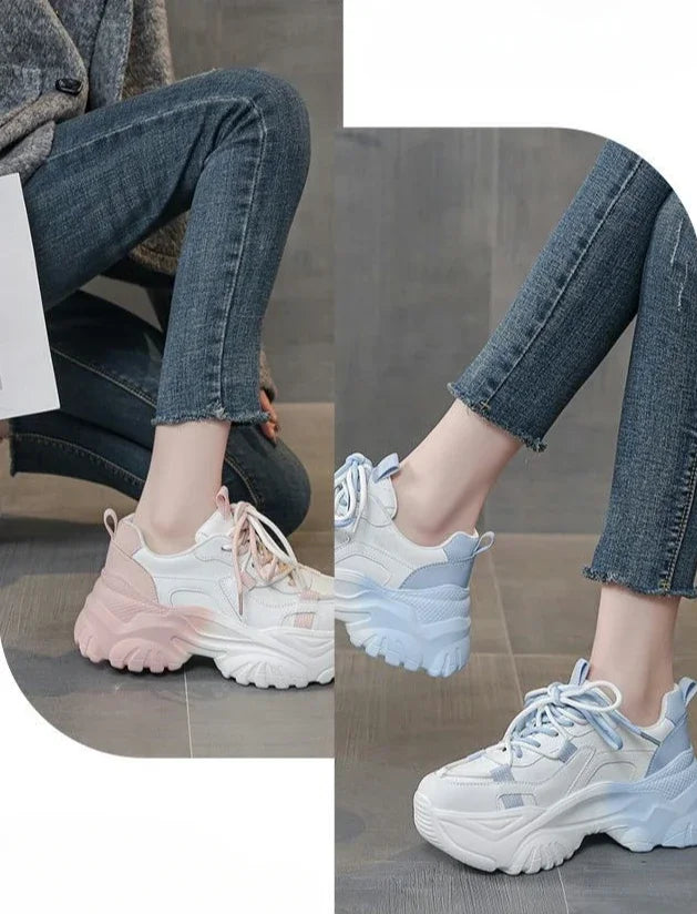 Original High on Platform Lace Up Shoes for Women 2025 New Korean Stylish Deals Aesthetic Daily Routine Trends 39 Woman Footwear