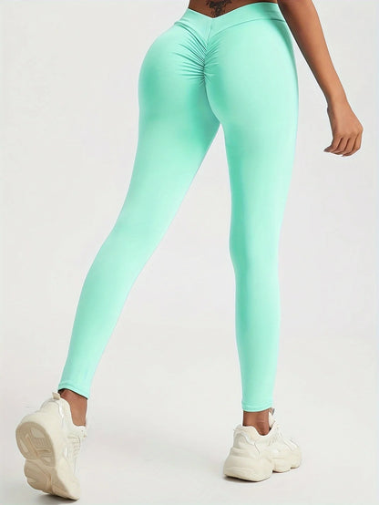 Woman Back V Waist Wrinkled Hip Sexy Yoga Leggings Casual Fitness Workout Gym Running Leggings Low Waist Active Wear Pants
