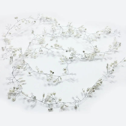 35/50cm Long Bridal Handmade Crystal Pearl Hair Band Headdress Wedding Hair Accessories Beads Headband Jewelry Fashion Headdress