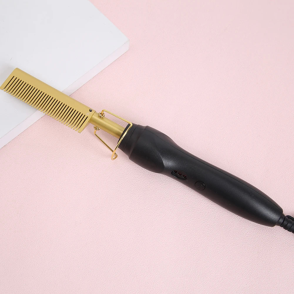 Electric Hot Comb Hair Straightener High Temperature Adjustable Temperature Iron Comb Straighten Or Curl Hair Ceramic Press Comb