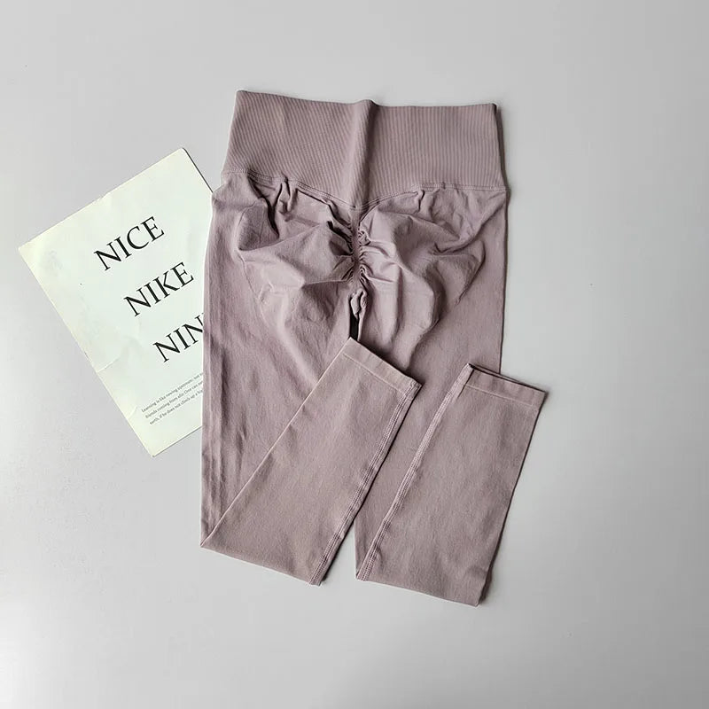 High Waist and Hip Lifting Fitness Pants for Women with High Elastic Legging Gym Belly Slimming and Quick-drying Peach Yoga Pant