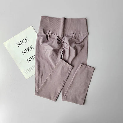 High Waist and Hip Lifting Fitness Pants for Women with High Elastic Legging Gym Belly Slimming and Quick-drying Peach Yoga Pant