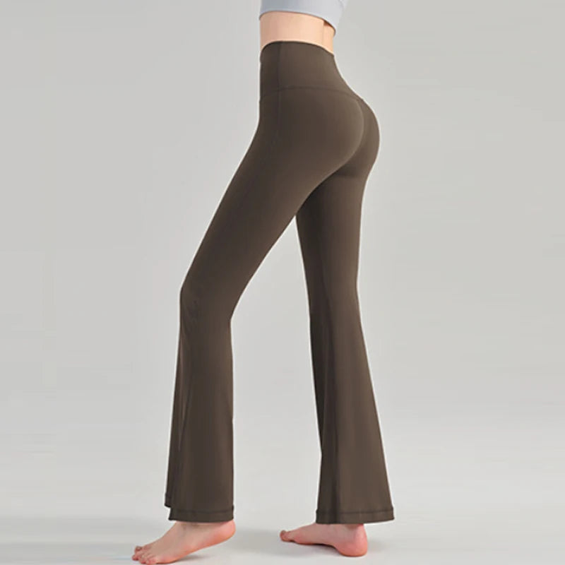 Naked Yoga Micro Flared Pants for Women High Waisted Tight Fitting Pilates Hip Lifting Slimming Fitness Pants for Outdoor Wear