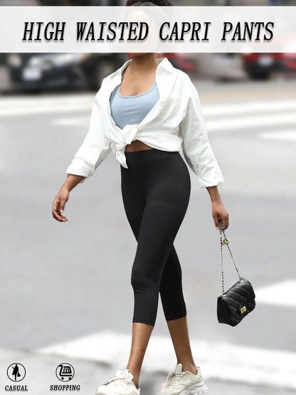 Women's High Waisted Capri Pants Super Soft No See Through Workout Yoga Running Athletic push up gym fitness Leggings