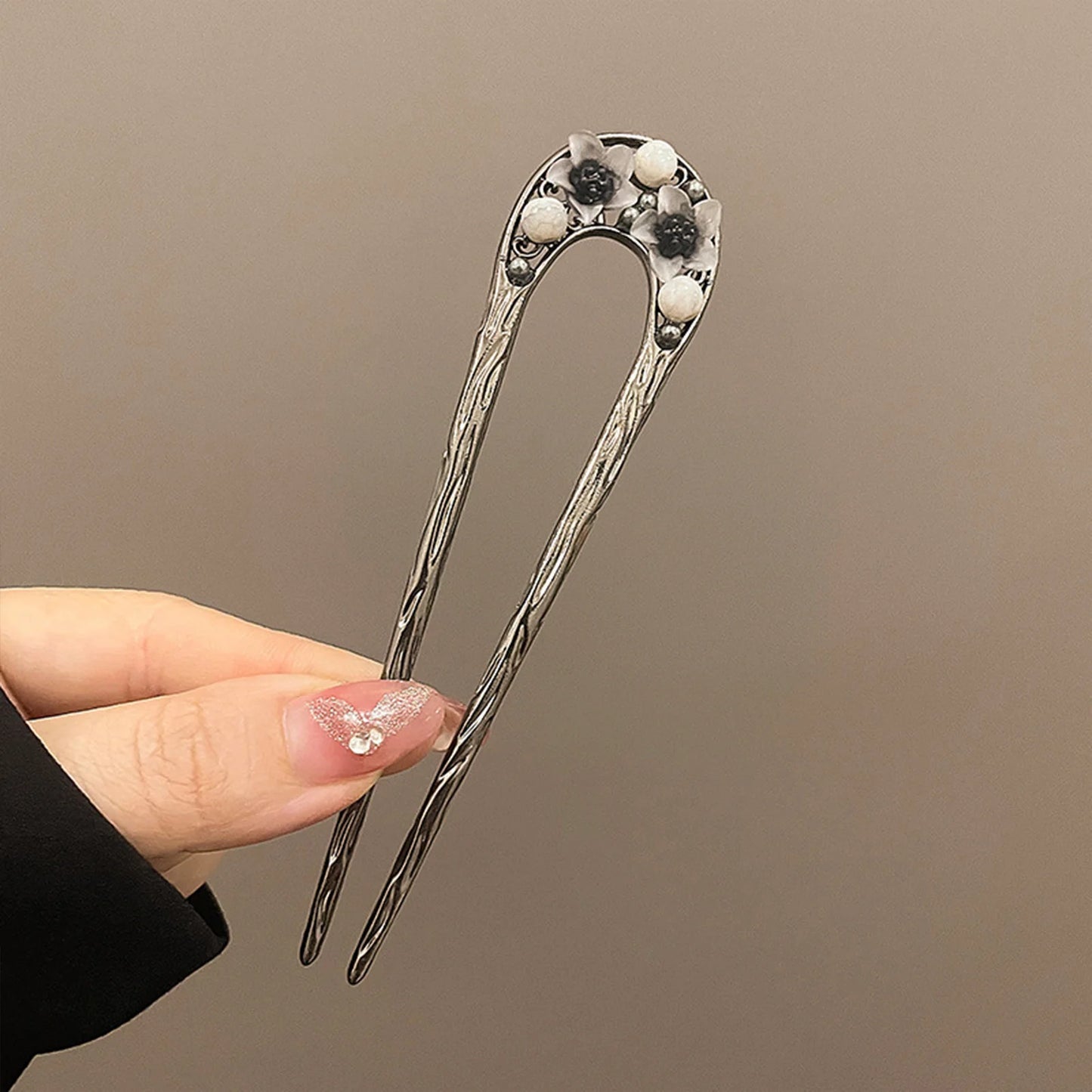 Elegant Flower Hair Sticks Forks Alloy Hair Clips Beads Chain Pendant Headpieces Women Retro Chinese Hair Jewelry Accessories