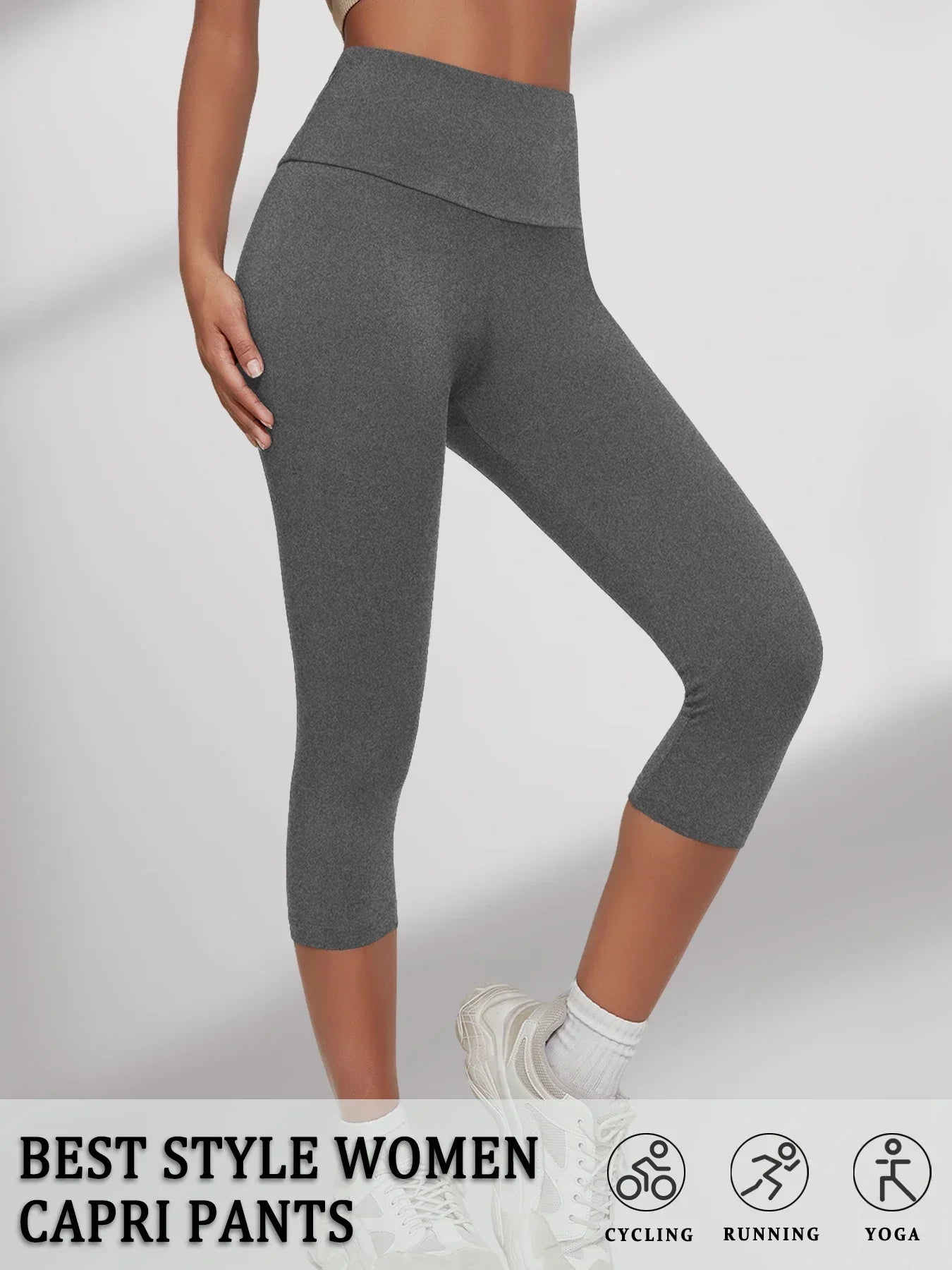 Women's High Waisted Capri Pants Super Soft No See Through Workout Yoga Running Athletic push up gym fitness Leggings
