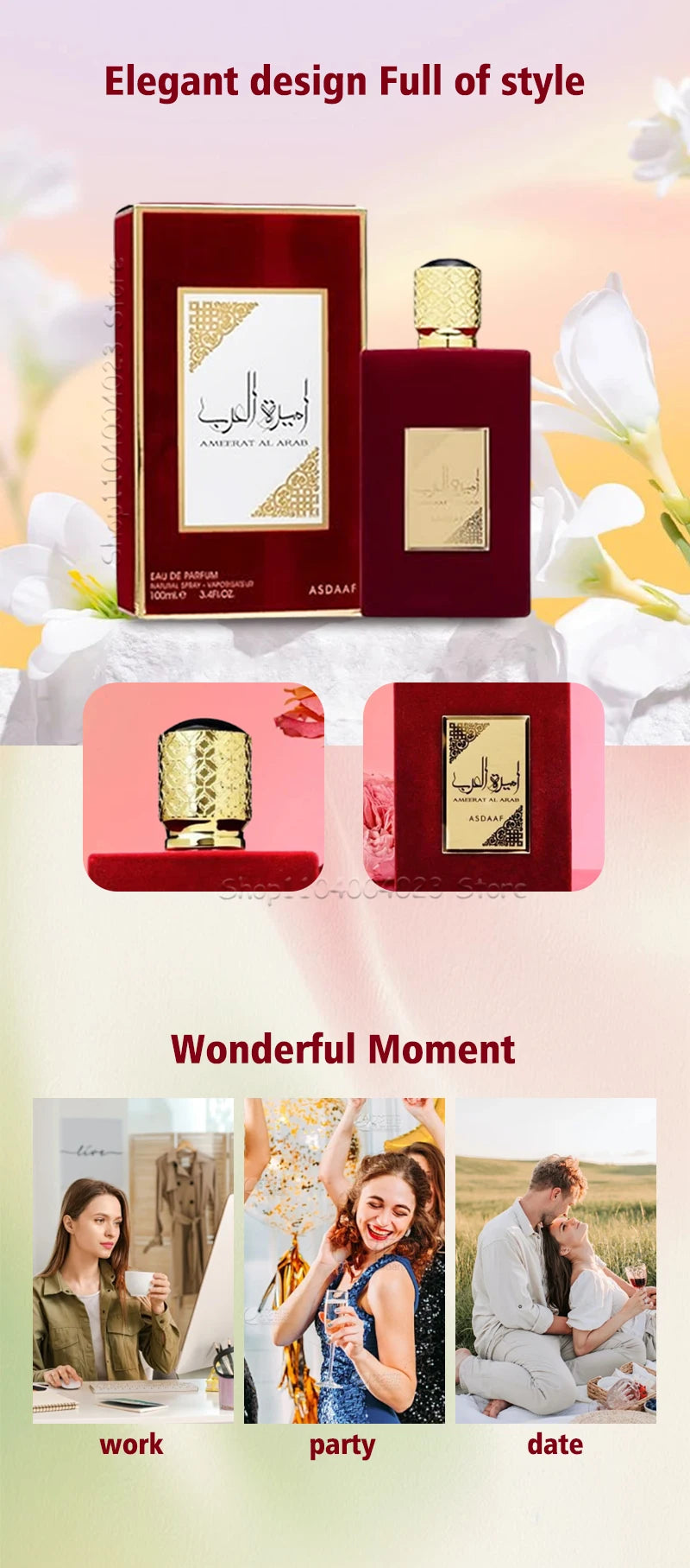 Lattafa Asdaaf Ameerat Al Arab Eau de Parfum Spray For Women Original High Quality Arabian Perfume Longlasting Attract Women Men