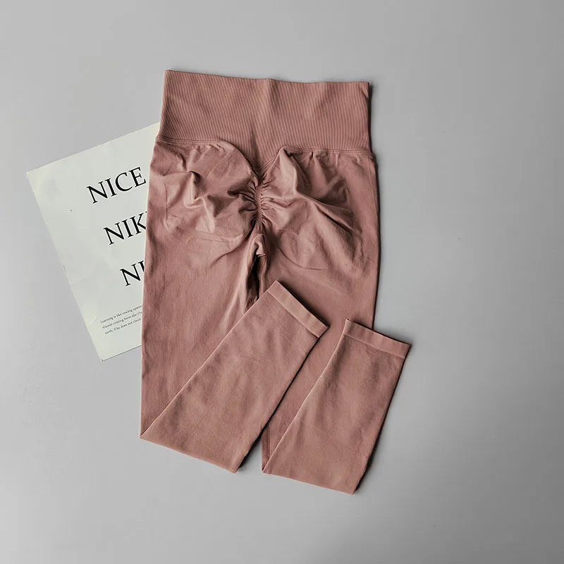 High Waist and Hip Lifting Fitness Pants for Women with High Elastic Legging Gym Belly Slimming and Quick-drying Peach Yoga Pant