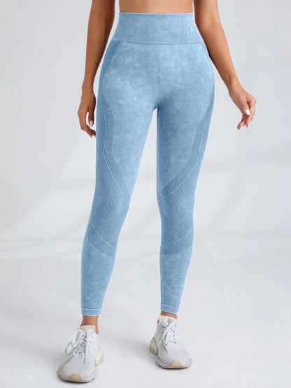 Women Seamless Gym High Waist Yoga Pants Hip Lifting Outdoor Sports Tight Waist Letter Sand Washed Pants Exercise Yoga Leggings