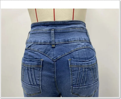 Spring 2025 Sexy Slimming Women's Elastic Jeans Butt Lifting High Waist Denim Pants Fashionable Trendy Female Clothing