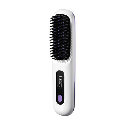 Electric LCD USB Ceramic Heating Straight Hair Comb Wireless Portable Negative Ion Styling Tool Rechargeable Straightening Brush
