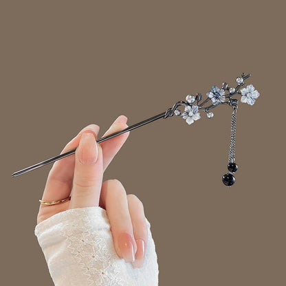 Elegant Flower Hair Sticks Forks Alloy Hair Clips Beads Chain Pendant Headpieces Women Retro Chinese Hair Jewelry Accessories