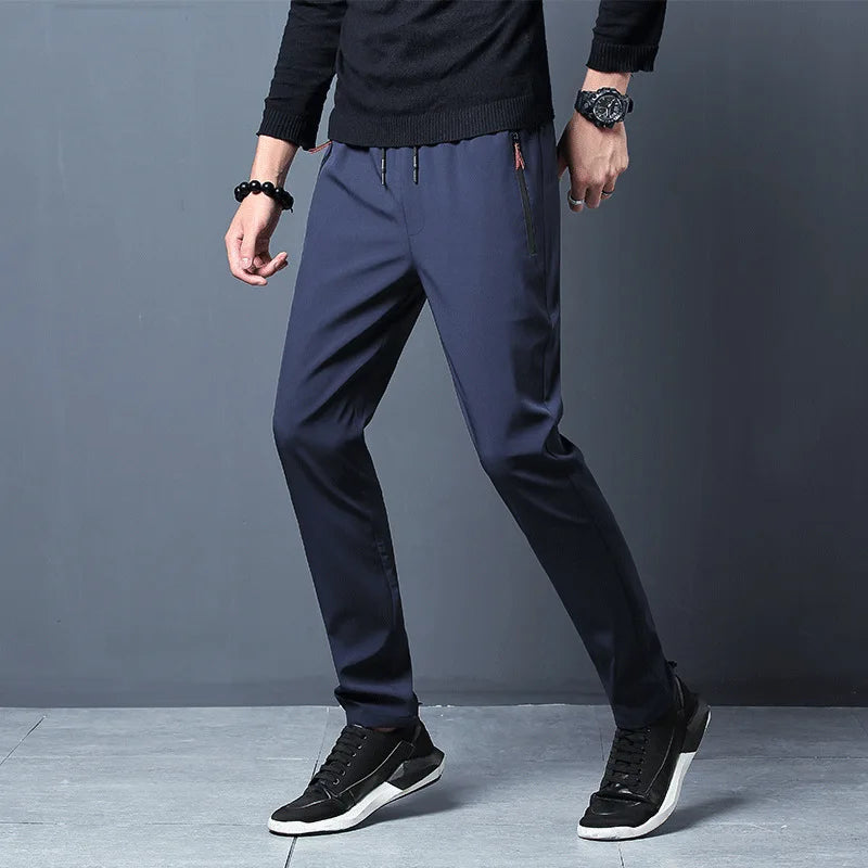 Summer men's ice silk quick drying casual pants slim fit Korean version ice silk pants sports pants straight tube quick drying
