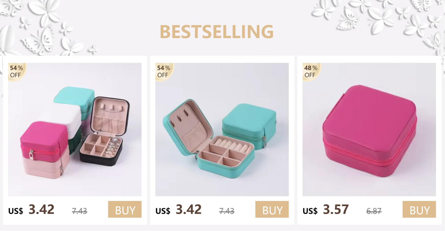 Portable Mini Jewelry Storage Box Travel Organizer Jewelry Case Leather Storage Earrings Necklace Ring Jewelry Organizer Display