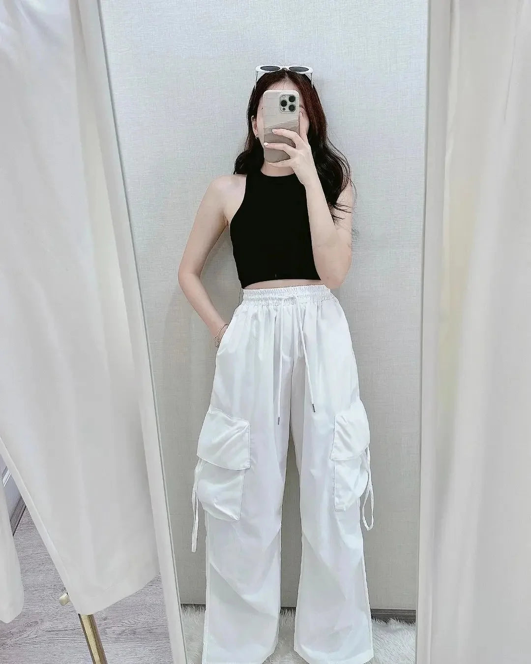 American Vintage High-Waisted Straight-Leg Wide-Leg Pants Casual Loose-Fit Design Sensibility For Women Summer 2024