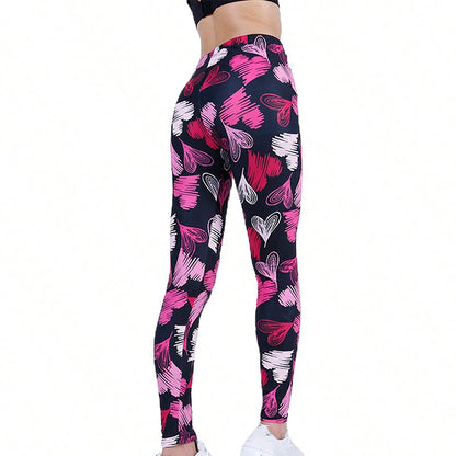 Red White Heart Shaped Cute Sexy Women's Leggings With High Elasticity Sexy Tight Fit Casual Sports Fitness Yoga Pants