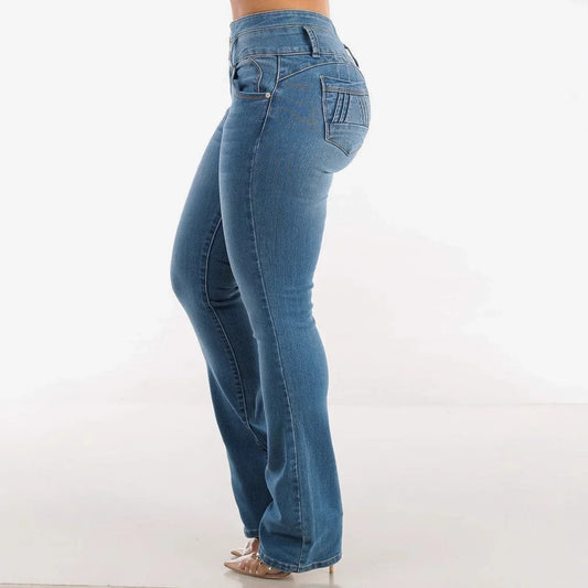 Spring 2025 Sexy Slimming Women's Elastic Jeans Butt Lifting High Waist Denim Pants Fashionable Trendy Female Clothing