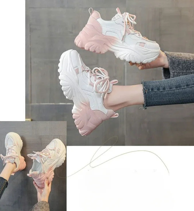 Original High on Platform Lace Up Shoes for Women 2025 New Korean Stylish Deals Aesthetic Daily Routine Trends 39 Woman Footwear