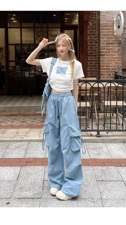 American Vintage High-Waisted Straight-Leg Wide-Leg Pants Casual Loose-Fit Design Sensibility For Women Summer 2024