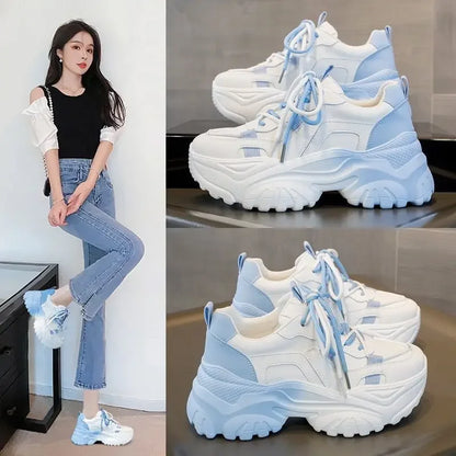 Original High on Platform Lace Up Shoes for Women 2025 New Korean Stylish Deals Aesthetic Daily Routine Trends 39 Woman Footwear