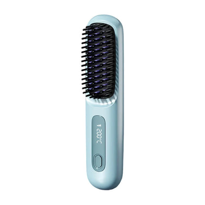 Electric LCD USB Ceramic Heating Straight Hair Comb Wireless Portable Negative Ion Styling Tool Rechargeable Straightening Brush