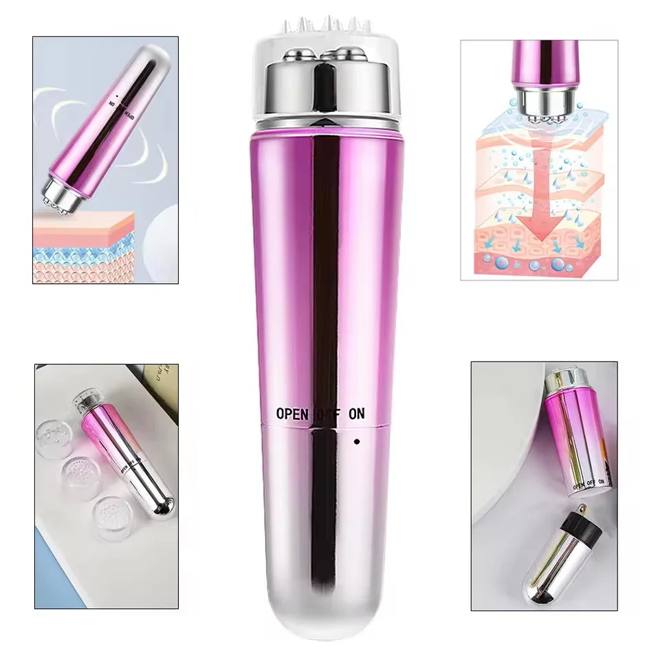 Mini Eye Massager – Electric Anti-Wrinkle & Anti-Aging Eye Massager for Dark Circles, with 4 Replaceable Heads