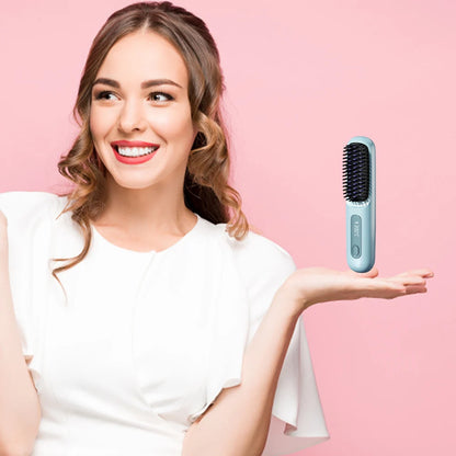 Electric LCD USB Ceramic Heating Straight Hair Comb Wireless Portable Negative Ion Styling Tool Rechargeable Straightening Brush