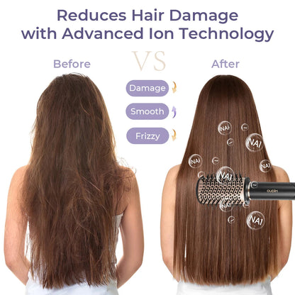 6-in-1 Multifunctional Hot Air Comb, Interchangeable Brush Head, Negative Ion Hair Dryer Brush and Styler, 110,000 Inorganic Electric Brush with High Speed, Frizzless Hot Air Quick Drying, Professional Air Styling Comb, Hair