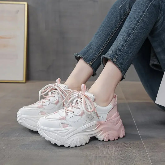Original High on Platform Lace Up Shoes for Women 2025 New Korean Stylish Deals Aesthetic Daily Routine Trends 39 Woman Footwear