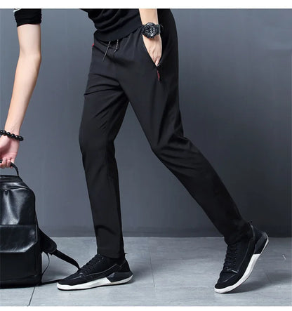 Men's Casual Pants Stretch Slim Fit Elastic Waist Jogger Korean Classic Blue Black Gray Male Brand Trousers Plus Size 4XL 5XL