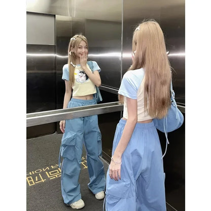 American Vintage High-Waisted Straight-Leg Wide-Leg Pants Casual Loose-Fit Design Sensibility For Women Summer 2024