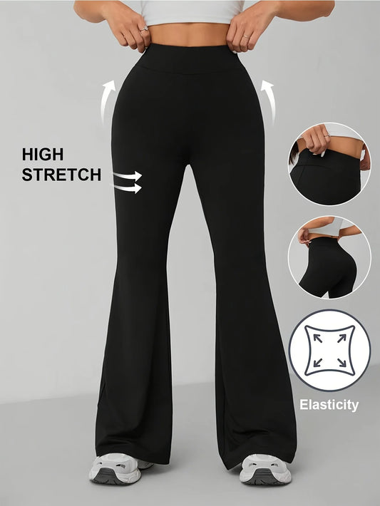 1 piece of women's long pants, high-end flared pants, tight fitting high waisted slim fit elastic dance casual pants for women