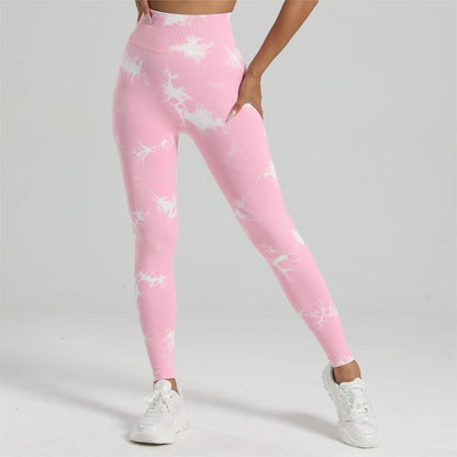 Women Tiedye Gym Leggings Seamless Mujer Push Up Seamless Pants Scrunch Sports Fitness High Waist Workout Yoga Leggins Drop Ship