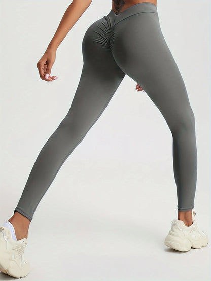 Woman Back V Waist Wrinkled Hip Sexy Yoga Leggings Casual Fitness Workout Gym Running Leggings Low Waist Active Wear Pants