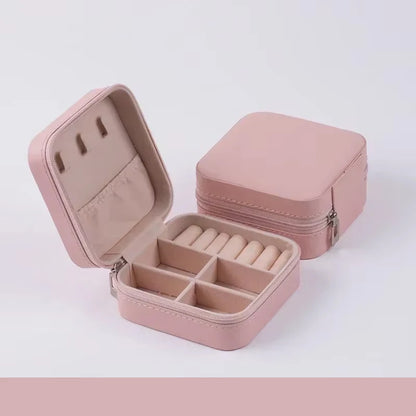 Portable Mini Jewelry Storage Box Travel Organizer Jewelry Case Leather Storage Earrings Necklace Ring Jewelry Organizer Display
