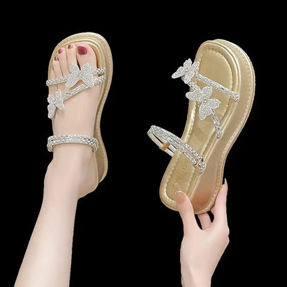 Butterfly Platform Sandals for Women Low Price Summer 2025 Comfortable Woman Shoes The Best Trend New Breathable Fashion Korea
