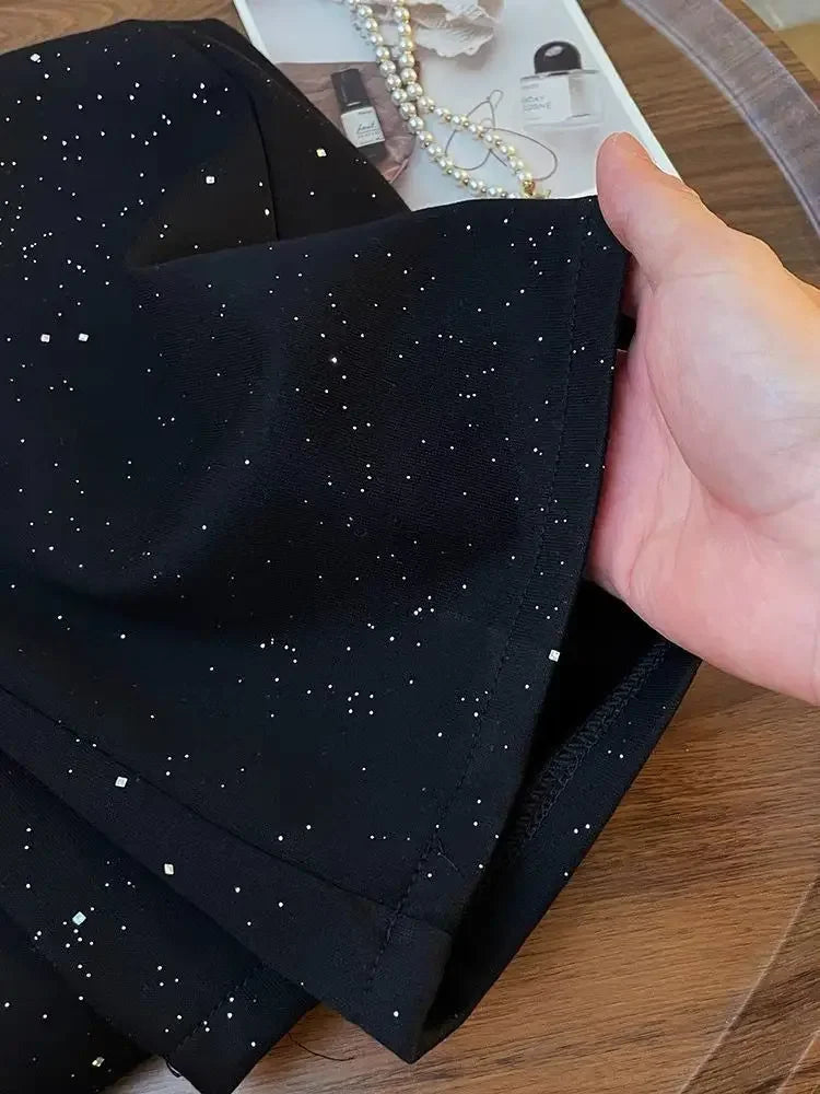 Shiny Star Ice Silk Wide Leg Pants Women Summer New High Waist Straight Casual Sports Long Trousers Children