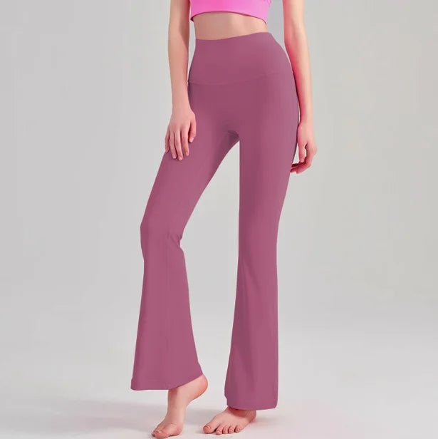 Naked Yoga Micro Flared Pants for Women High Waisted Tight Fitting Pilates Hip Lifting Slimming Fitness Pants for Outdoor Wear
