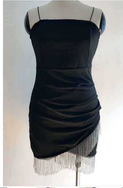 Sexy Tight Dress Tassel Skirt Strapless Bodycon Dress Sensual Chinese Brand Women's Fashion Summer Sleeveless Gown