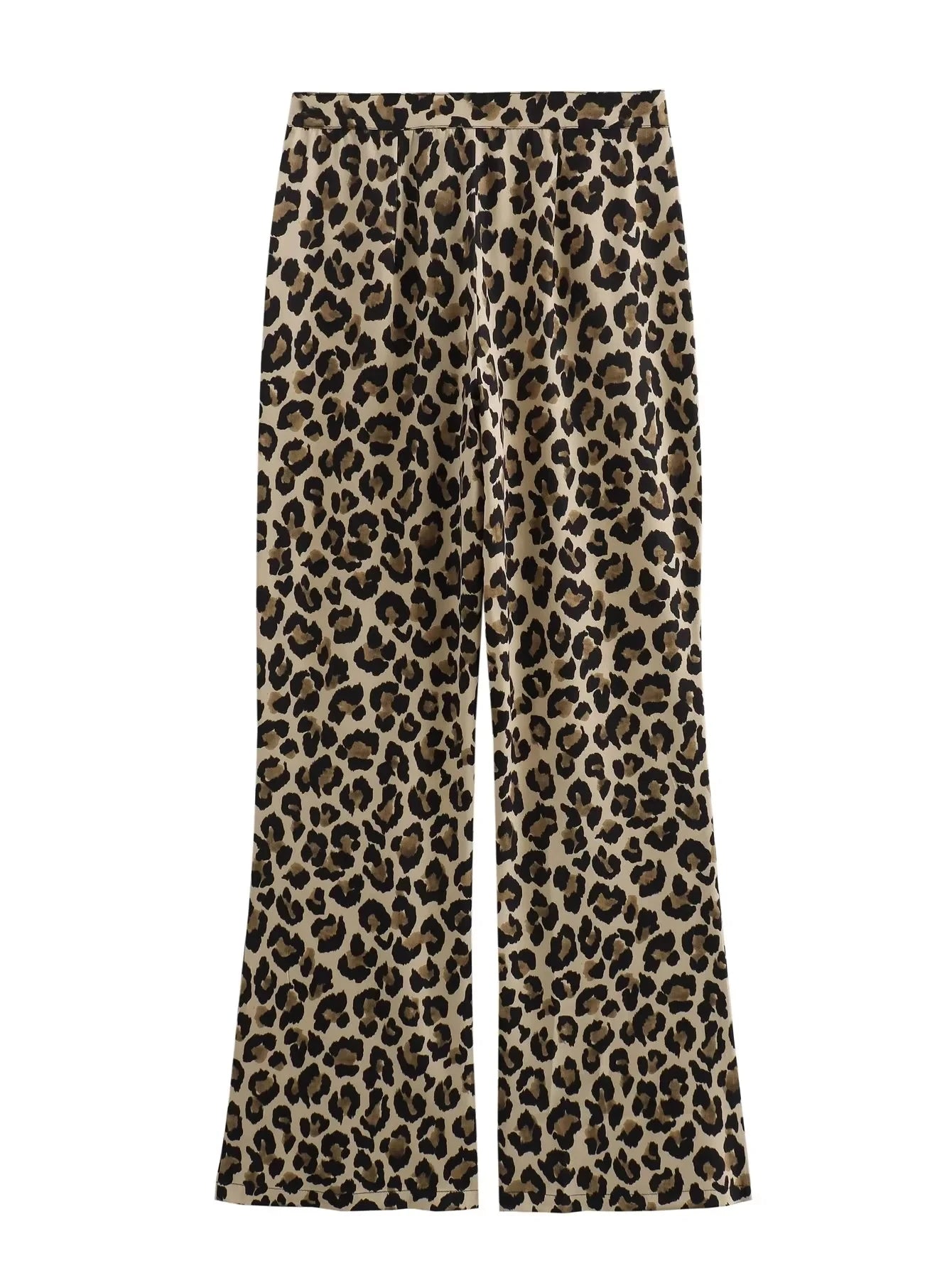 TRAF Women's Trousers Leopard Print Pants For Women Vintage High Waist Baggy Wide Pants Woman Streetwear Straight Long Pants