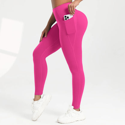 Women Solid Color High Waist Leggings with Pockets ,All-Season Casual Sports Running, Workout, and Fitness Yoga Pants