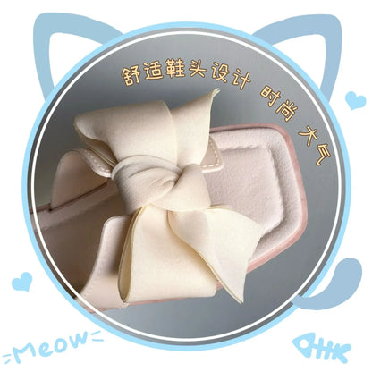 Bow slippers female summer wear new fashionable sweet girl flat bottom non-slip fairy wind word cool slippers female