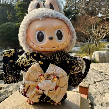 Labubu Doll Outfit Big Into Energy Style 15cm V3 Traditional Kimono Clothes Set for Ropa Labubu