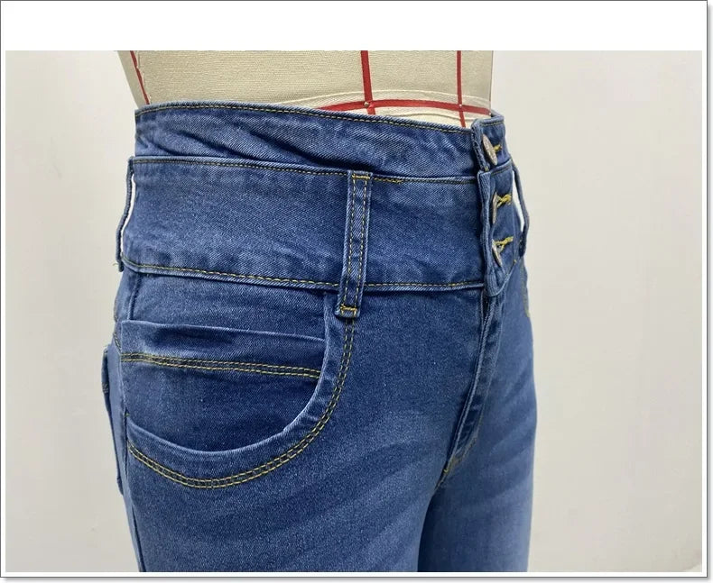 Spring 2025 Sexy Slimming Women's Elastic Jeans Butt Lifting High Waist Denim Pants Fashionable Trendy Female Clothing