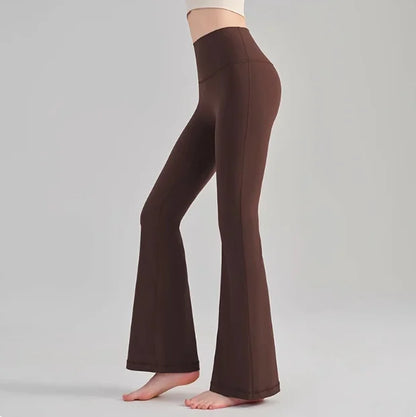 Naked Yoga Micro Flared Pants for Women High Waisted Tight Fitting Pilates Hip Lifting Slimming Fitness Pants for Outdoor Wear